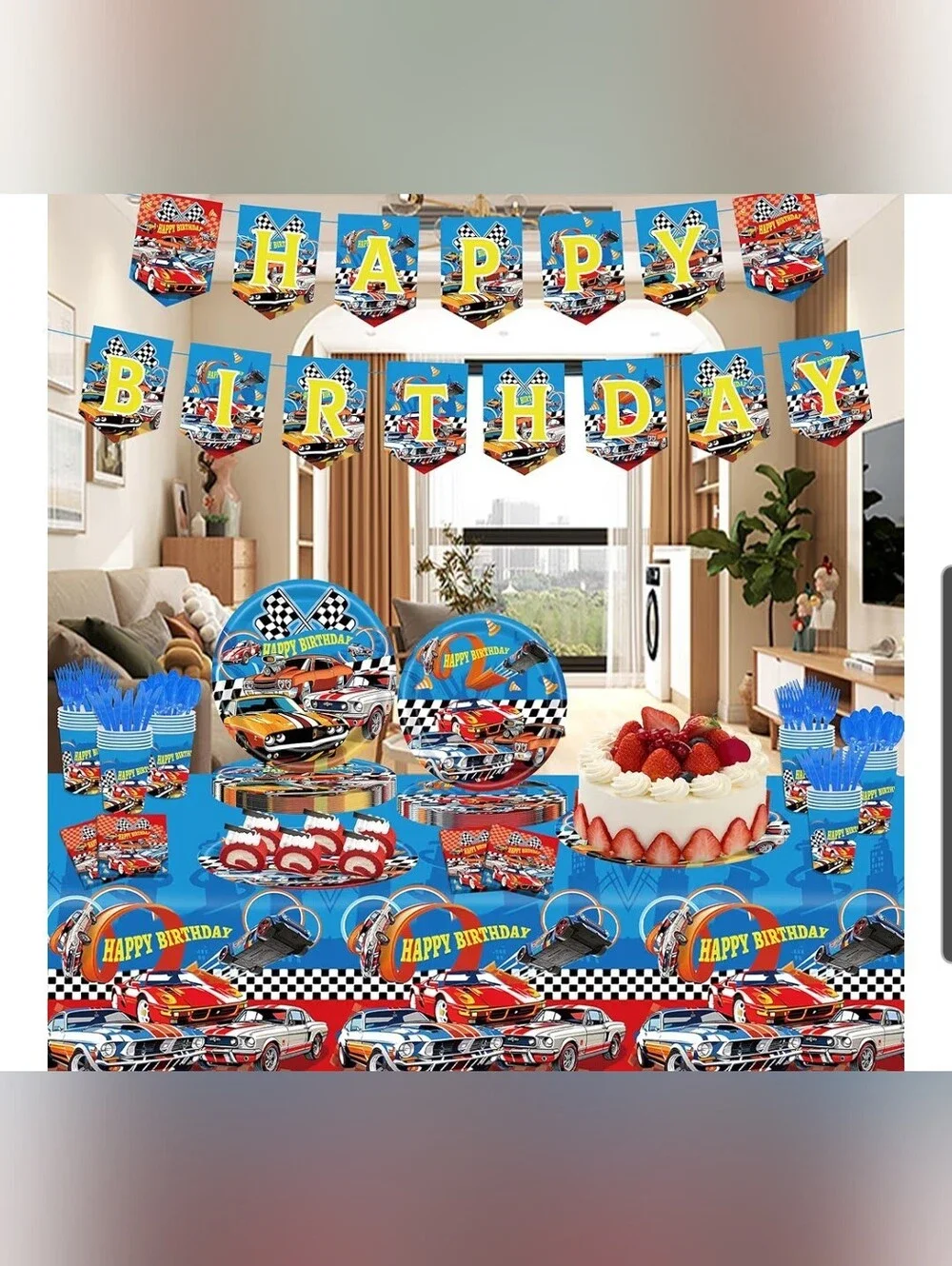 Race Car Birthday Party Tableware Set Serves 24